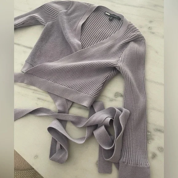 Toccin purple knit wrap sweater. Cropped. Size XS - Picture 8 of 15
